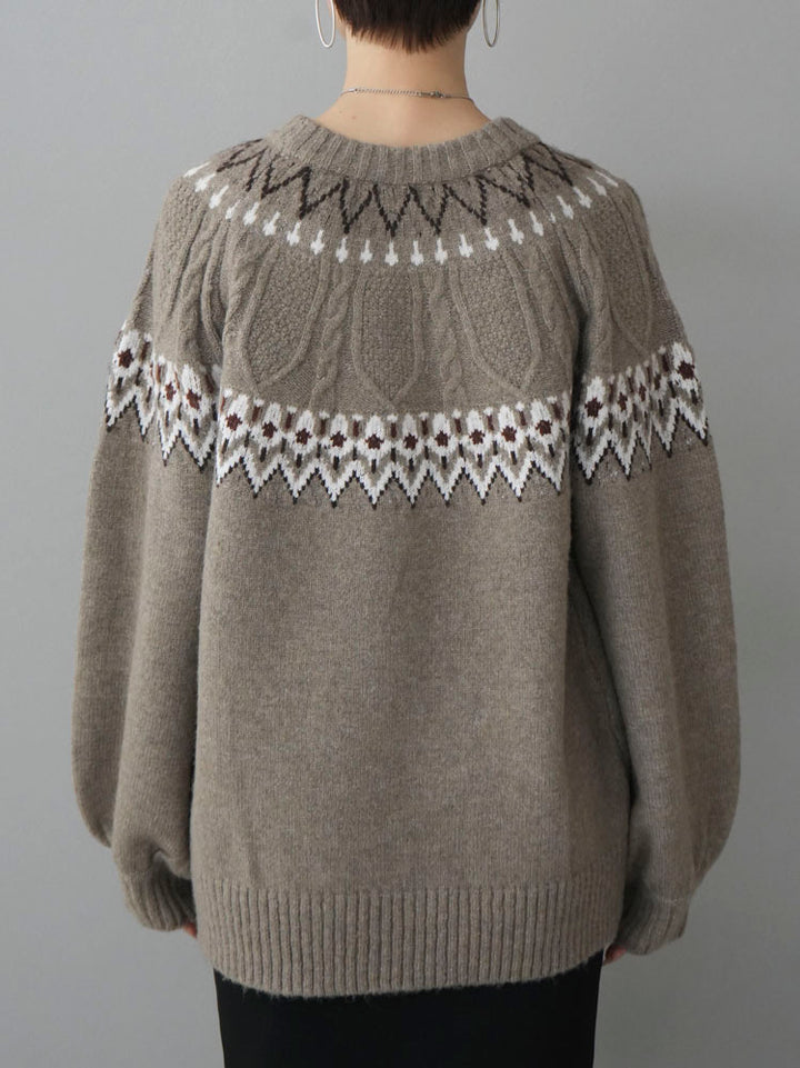 [Pre-order] Folklore over knit pullover/greige