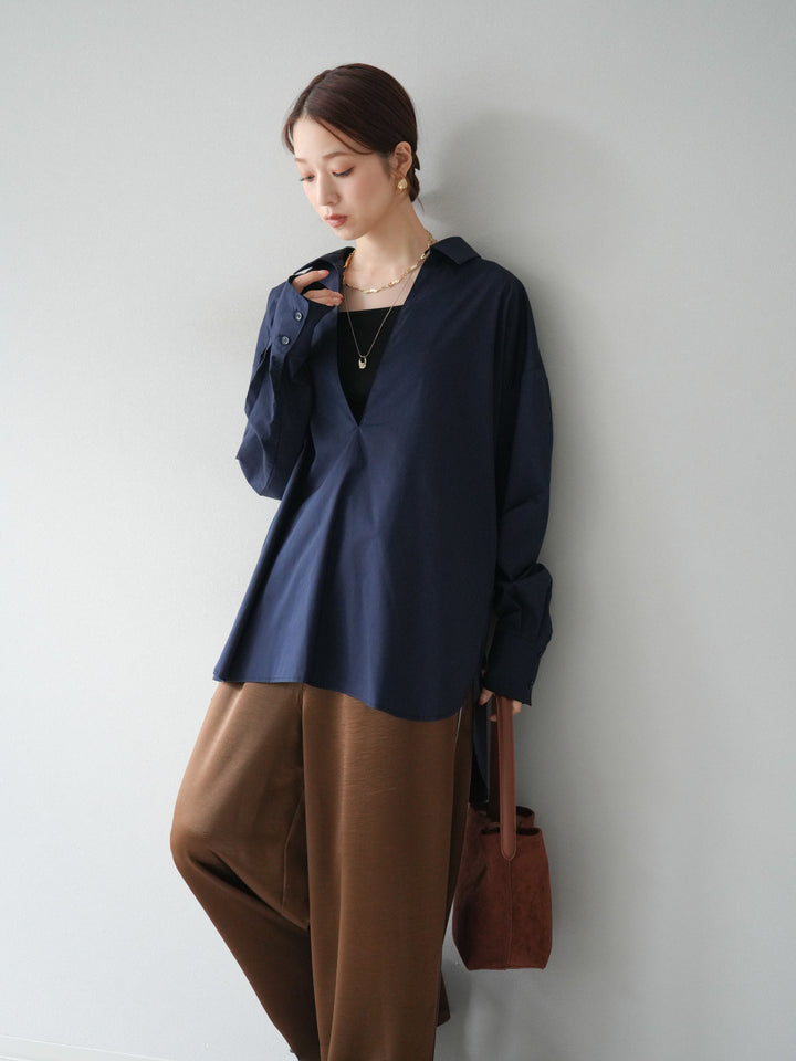[予約]ブロードディープスキッパーブラウス/ネイビー