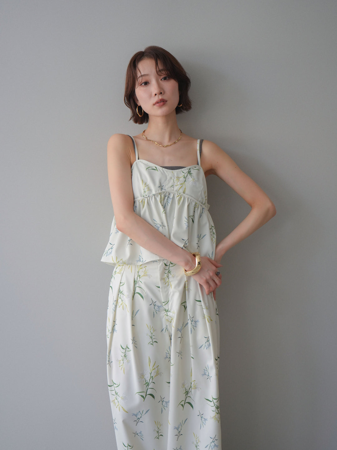 [SET]フラワープリントキャミソール+フラワープリントキャミソール(2set)