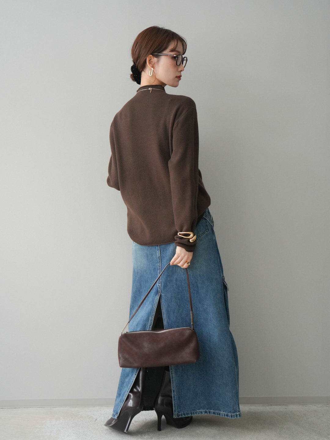 [予約]カーゴデニムロングスカート/blue