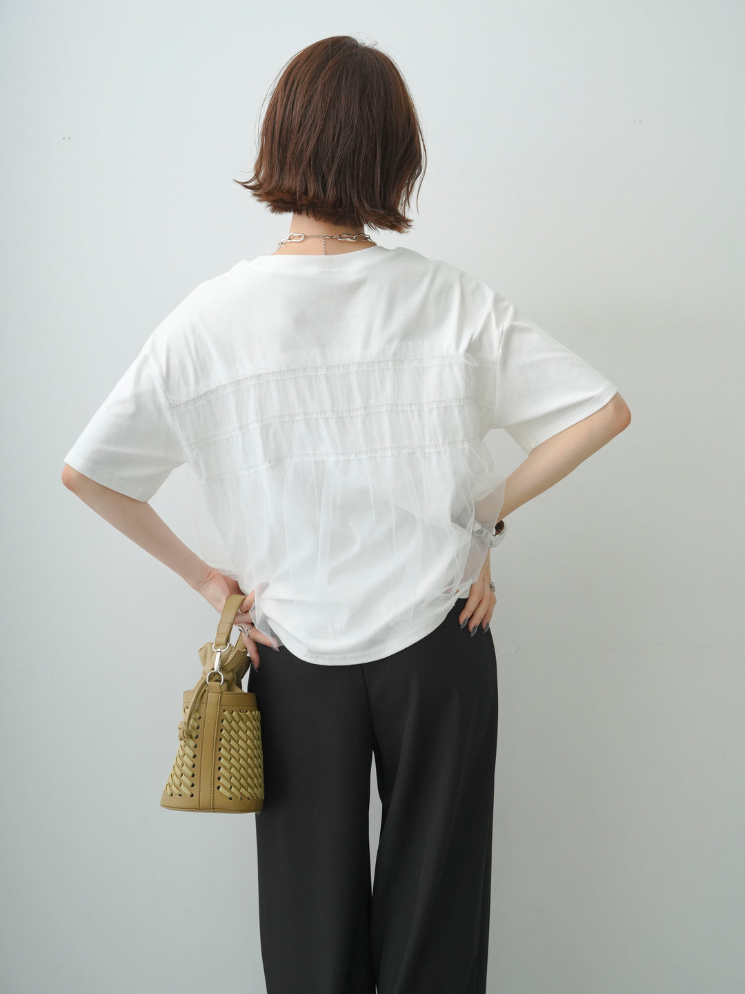 [SET]ギャザーチュールドッキングTEE+選べるアクセセット(2set)