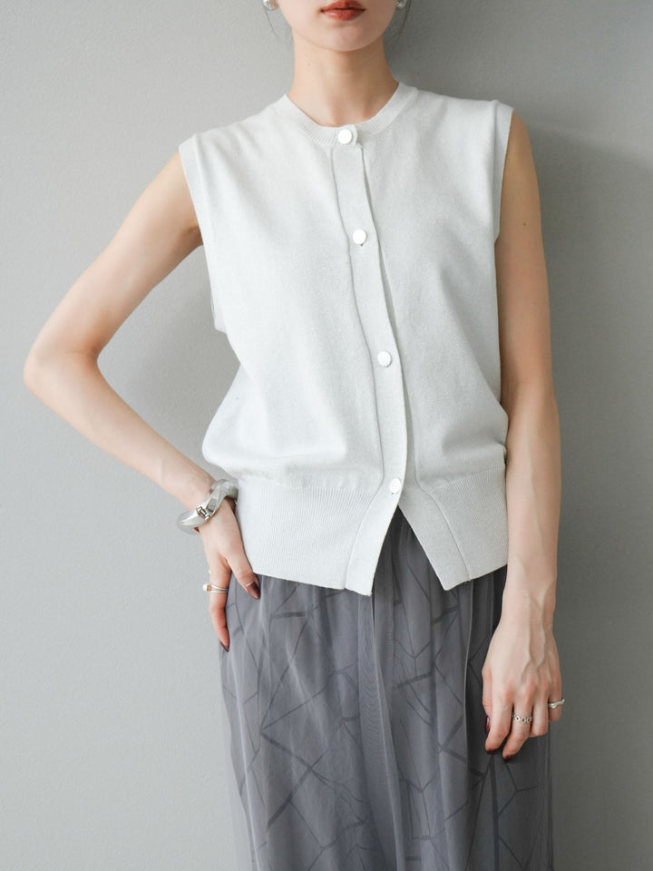 【預購】金銀線針織背心/白色