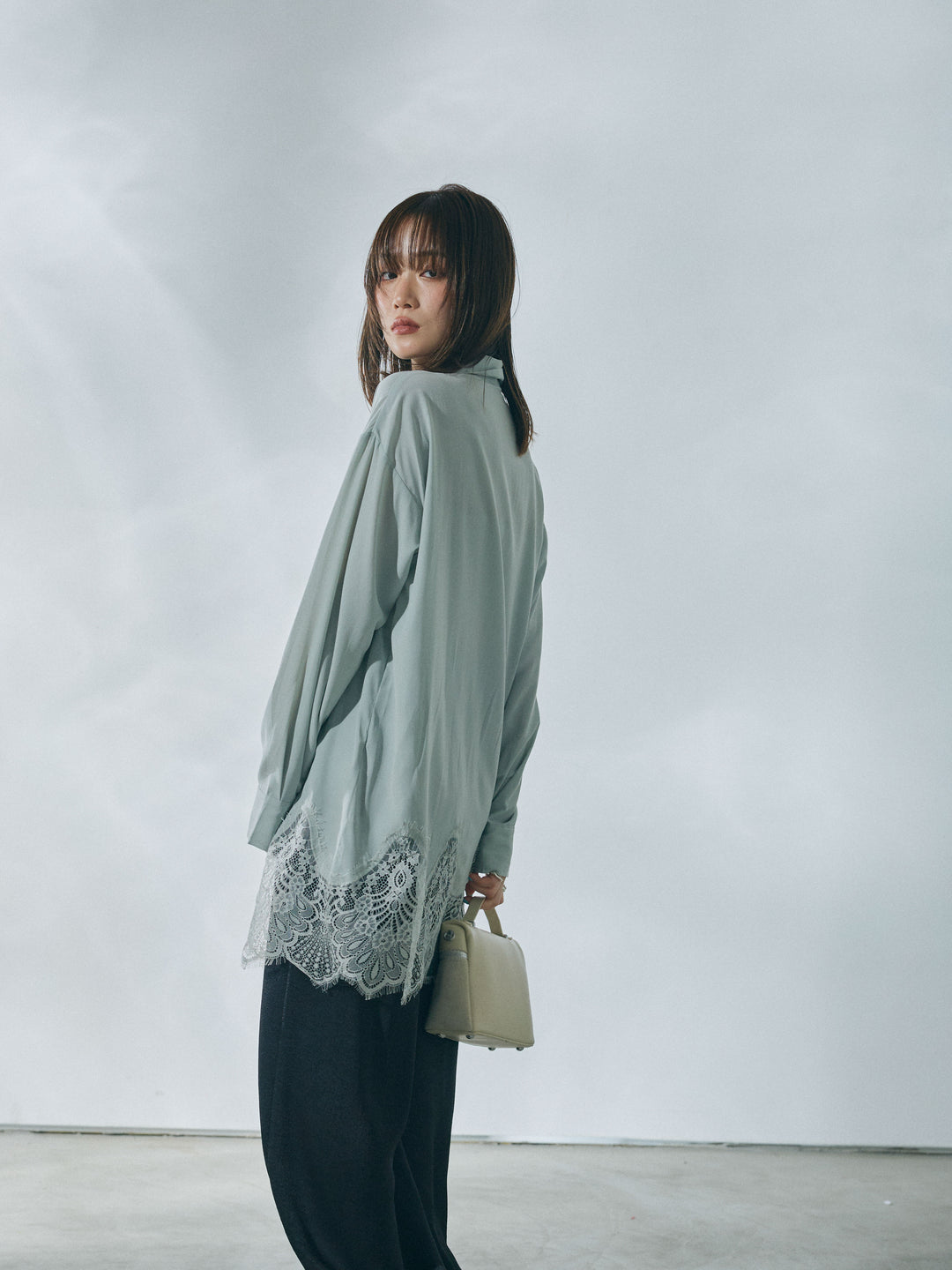 【Allure】[SET]裾レースポプリンシャツ+裾レースポプリンシャツ(2set)