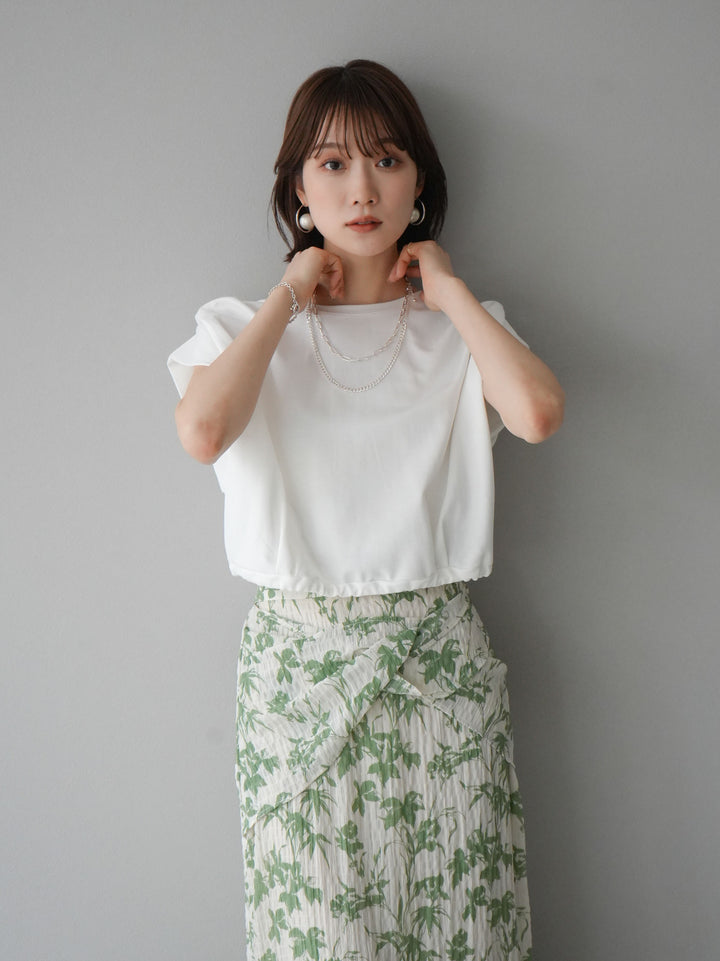 [Pre-order] Washer waist design flower pattern skirt/green