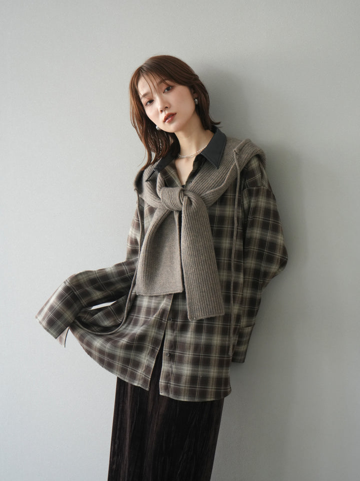 [予約]フードニットマフラー/グレージュ