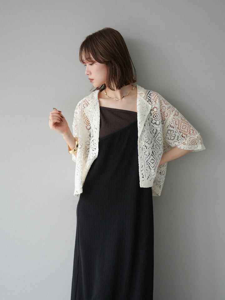 [予約]レースハーフショートジャケット/アイボリー