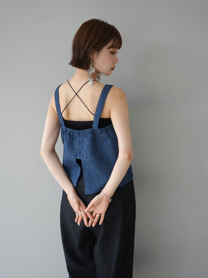 [Pre-order] Puffy Jacquard Bustier Cami Top/Blue