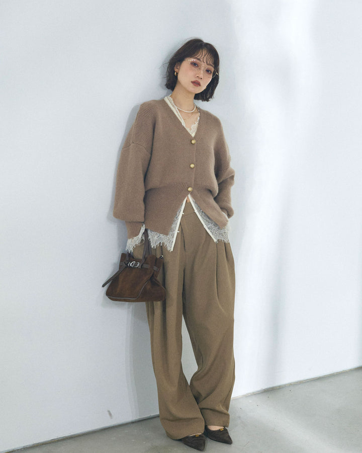 [予約]アシンメトリーウエストタックパンツ/beige