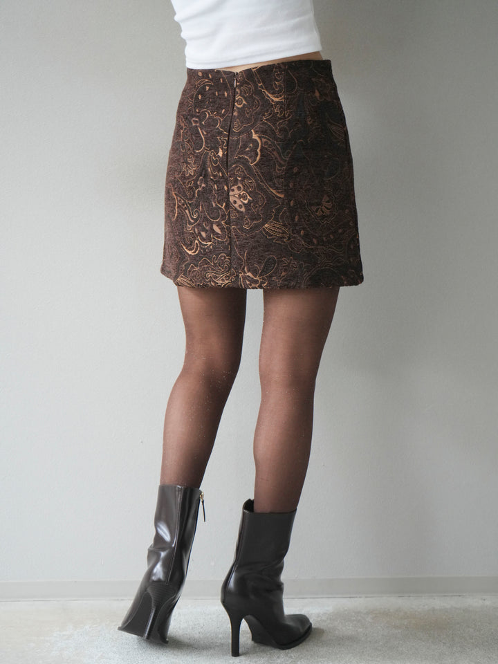 [予約]ジャガードミニスカート/brown