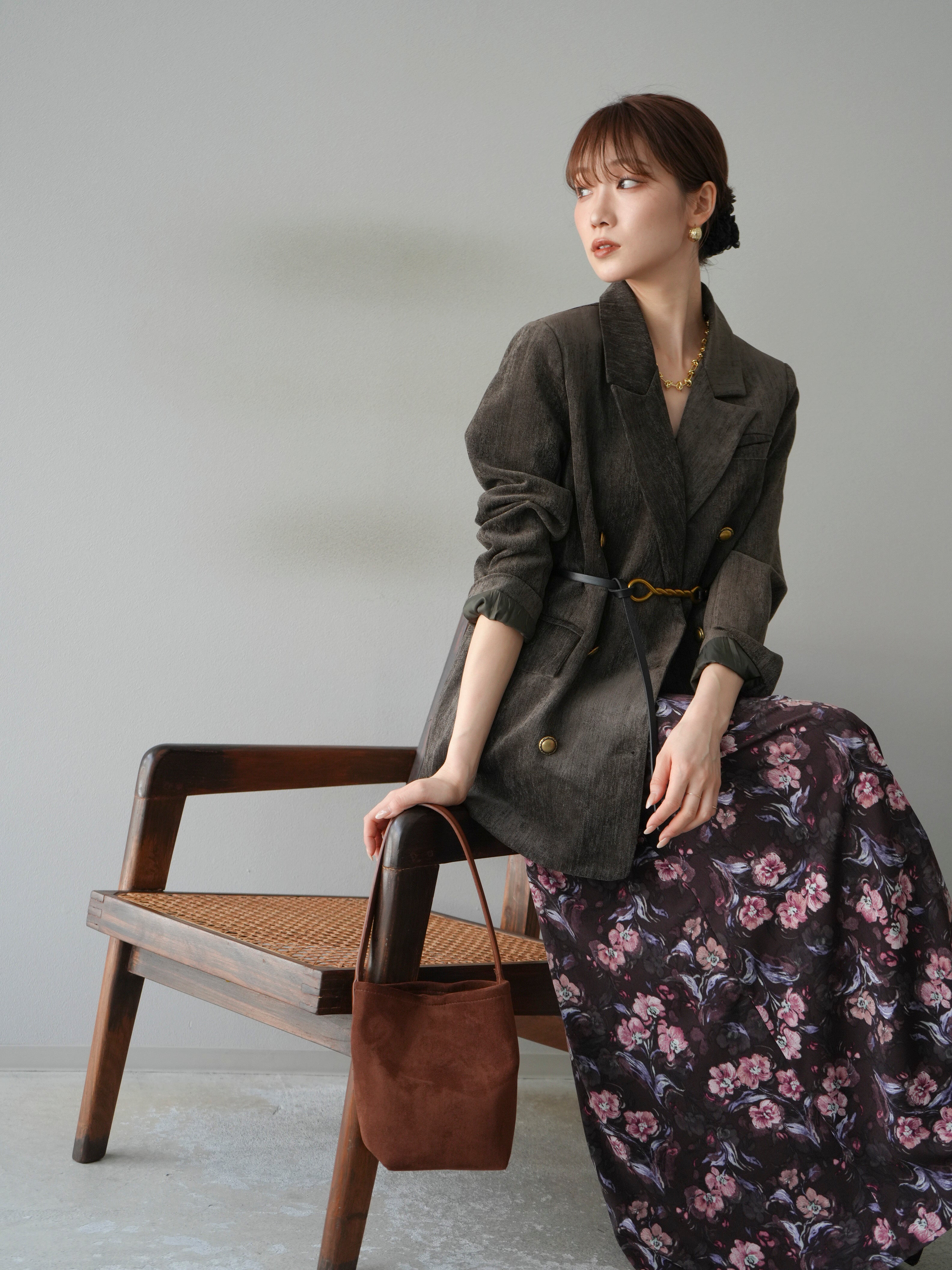 予約]ベロアダブルジャケット/ブラウン – Lumier