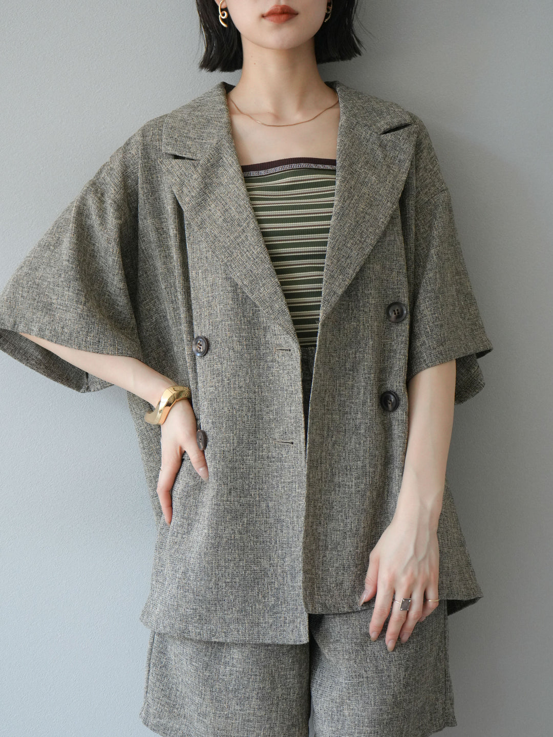 [SET]サマーツイードハーフジャケット+サマーツイードハーフパンツ(2set)