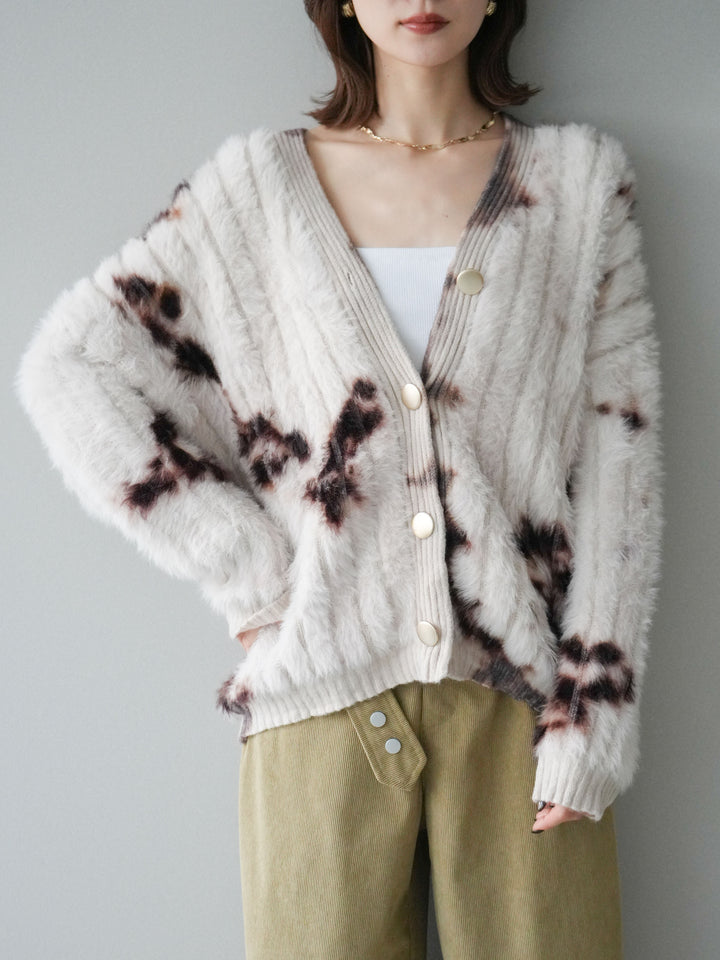 [SET]ニュアンス柄シャギーニットカーディガン+選べるアクセセット(2set)