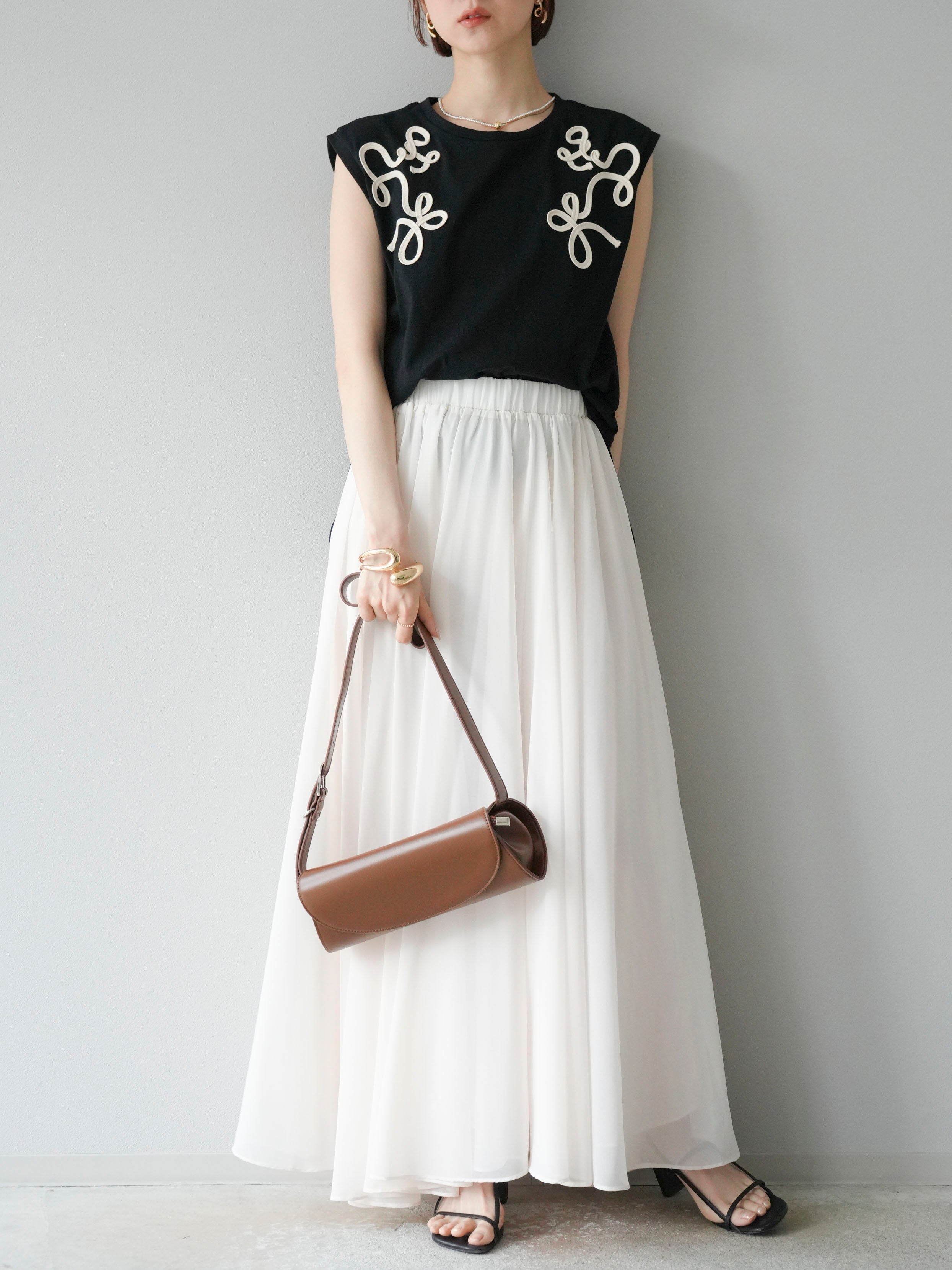 予約]シフォンフレアスカート/アイボリー – Lumier