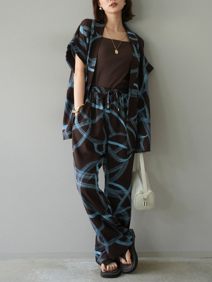 [予約]サークル柄ハーフジャケット/ブラウン