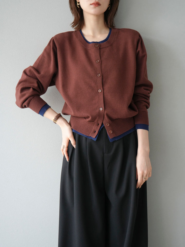 【SET】同色系疊穿開襟衫+雙褶寬褲（2件組）