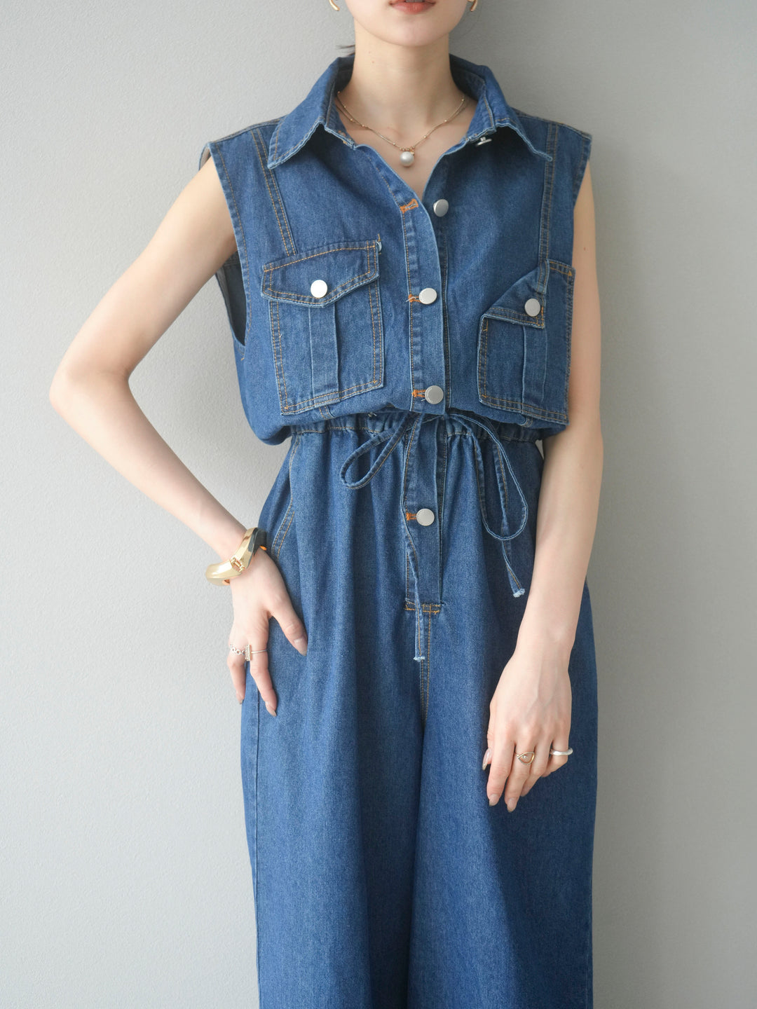 【預購】口袋設計牛仔連身衣/藍色