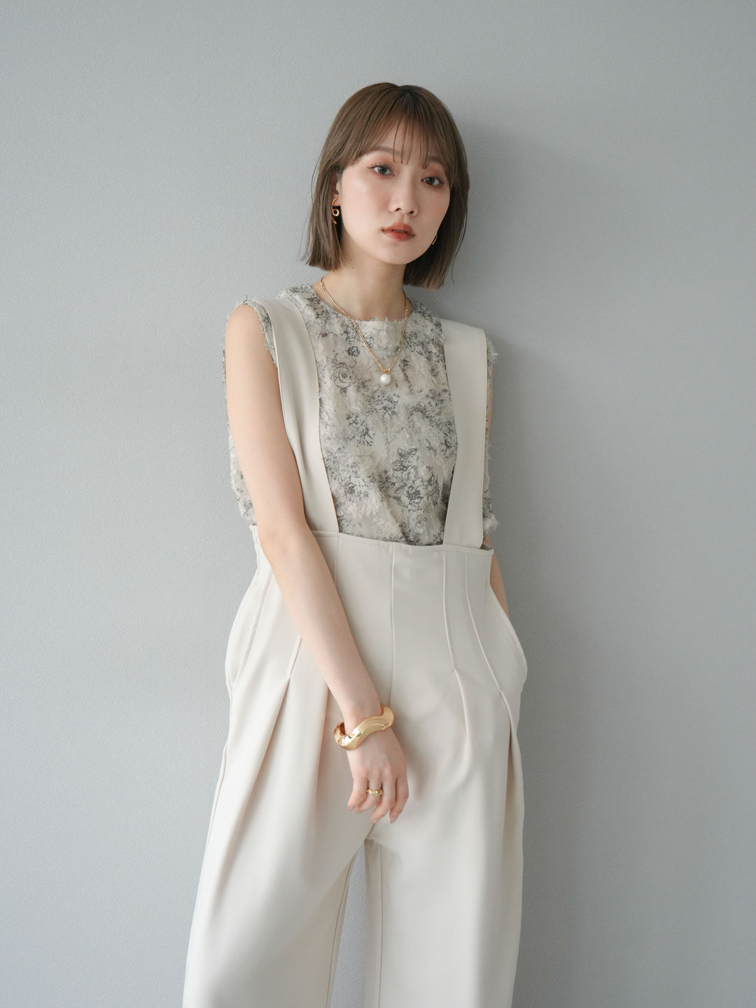 【預購】帶扣設計工裝褲/象牙白