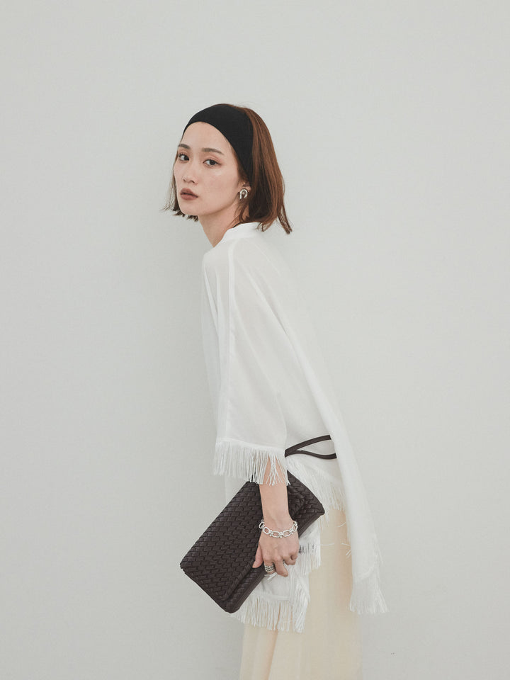 [SET] 方形流蘇斗篷襯衫 + 方形流蘇斗篷襯衫（2 件套）