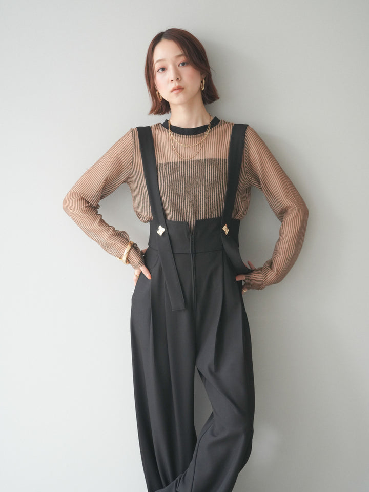 [予約]シアーストライプメッシュトップス/beige
