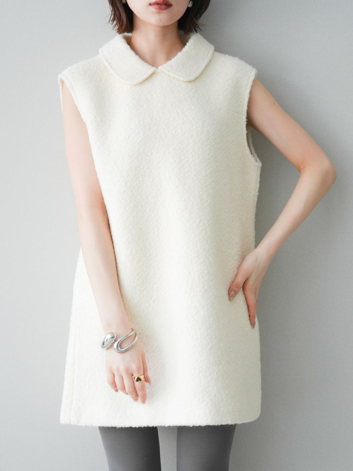 [予約]襟付きブークレミニワンピース/offwhite