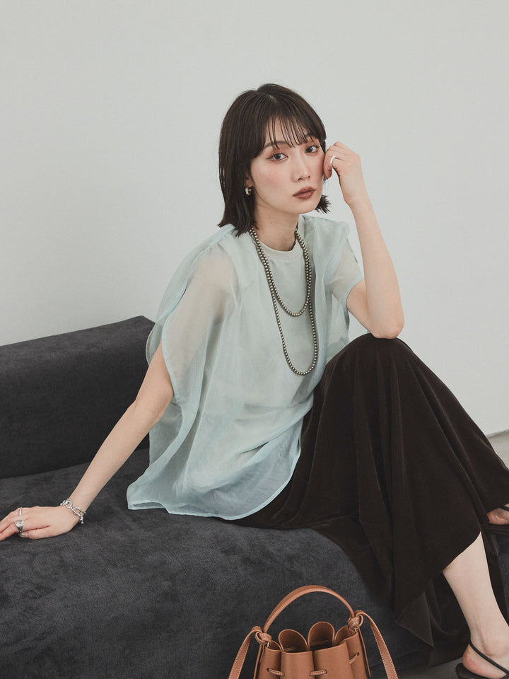 [予約]コンパクトスムースシアーレイヤードトップス/ミント