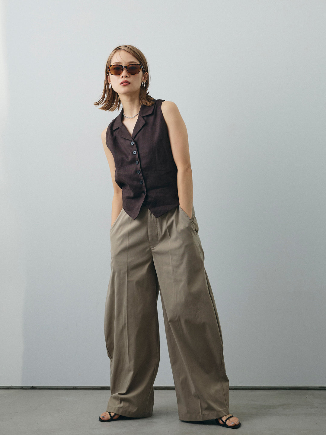 [予約]コクーンワイドチノパンツ/グレージュ