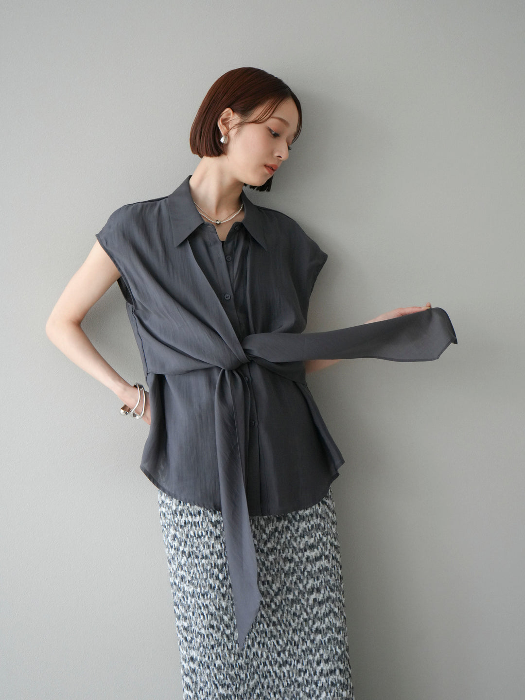 [SET]フロントタイシアーブラウス+フロントタイシアーブラウス(2set)