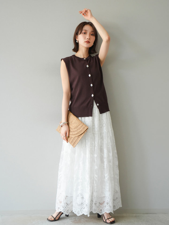 [予約]レースフレアスカート/ホワイト