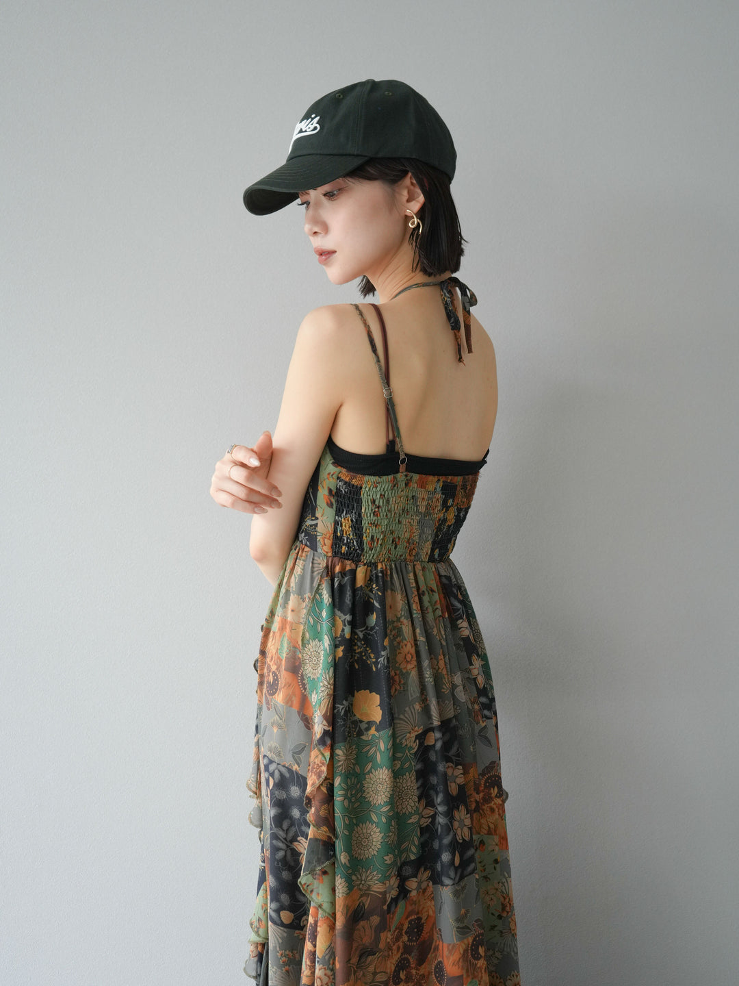 [預購] 拼布荷葉邊吊帶洋裝/混色