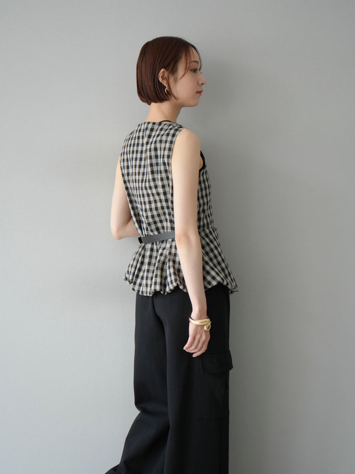 [SET]ベルトデザインバルーンブラウス+ウエストラインサイドポケットスウェットパンツ(2set)