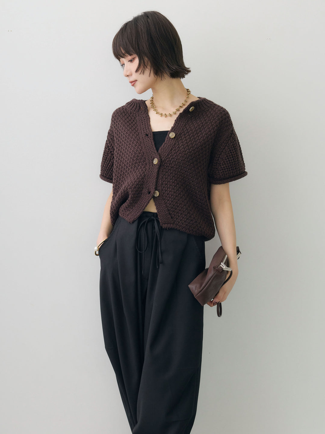 【套裝】低針數半針織開襟衫 + 低針數半針織開襟衫（2件組）
