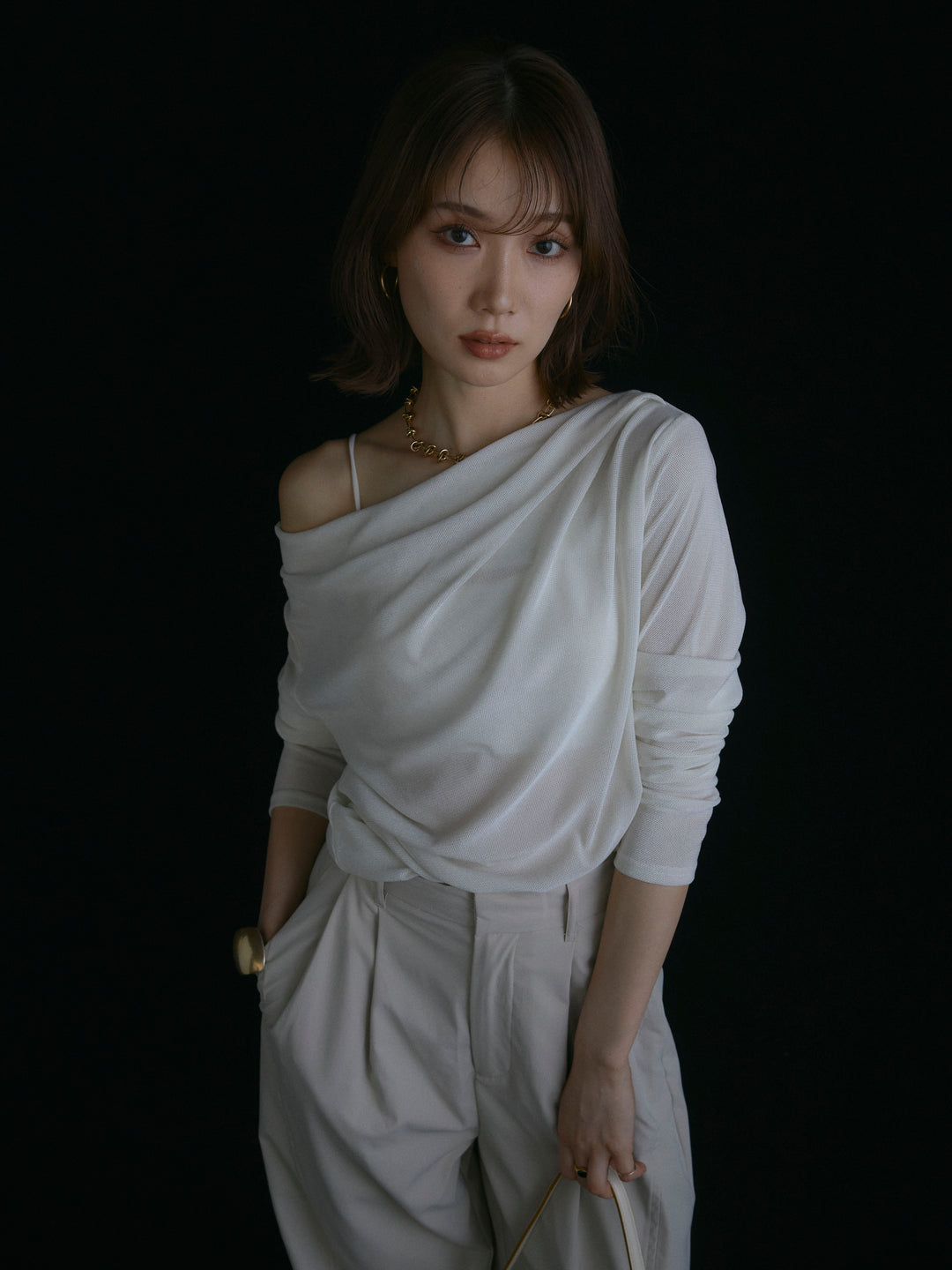 【Allure】[SET]シアーベロアタックデザイントップス+シアーベロアタックデザイントップス(2set)