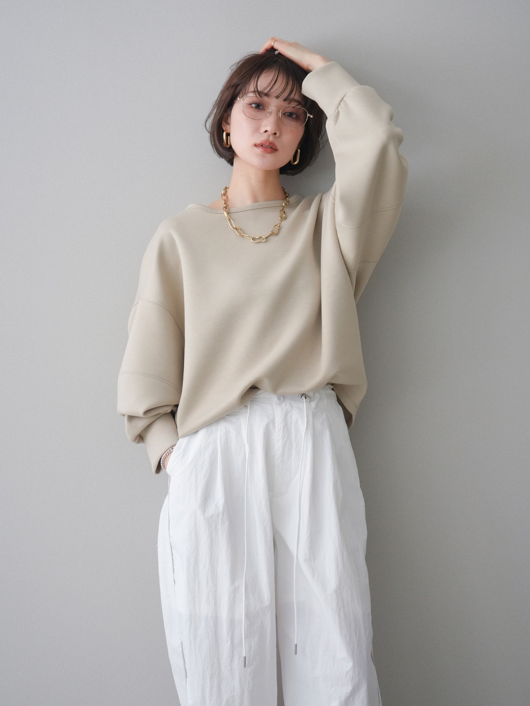 [予約]ライトポンチコクーンプルオーバー/beige