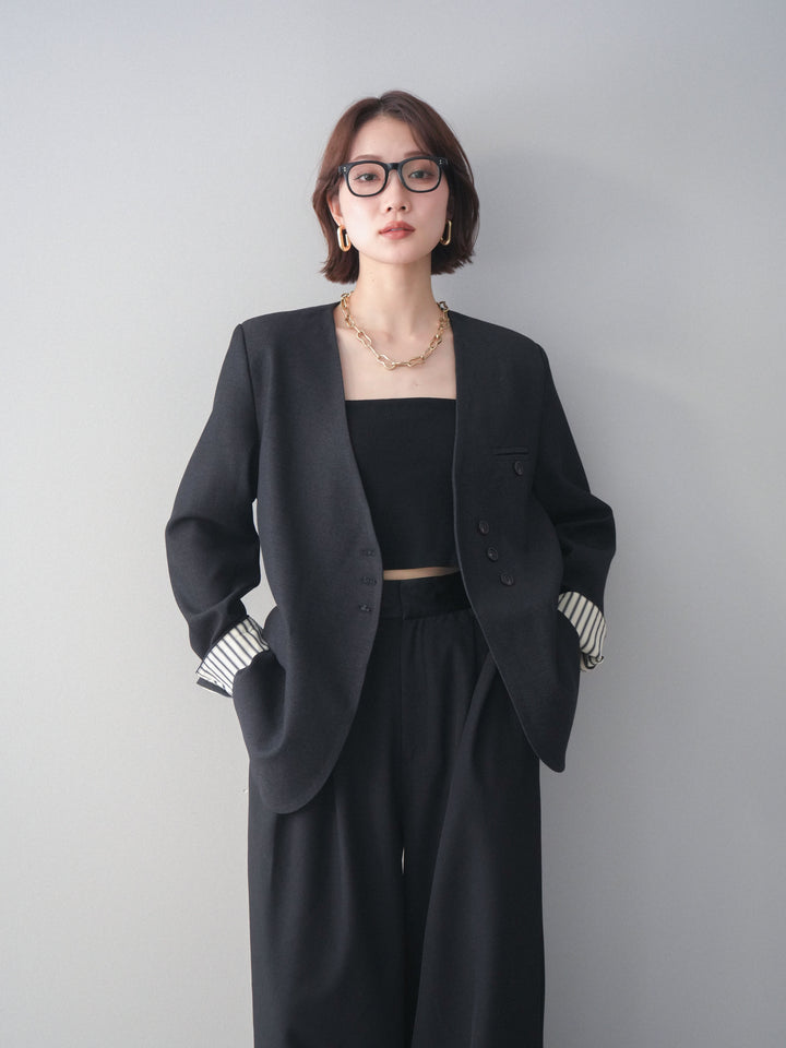 [予約]ノーカラージャケット/charcoal