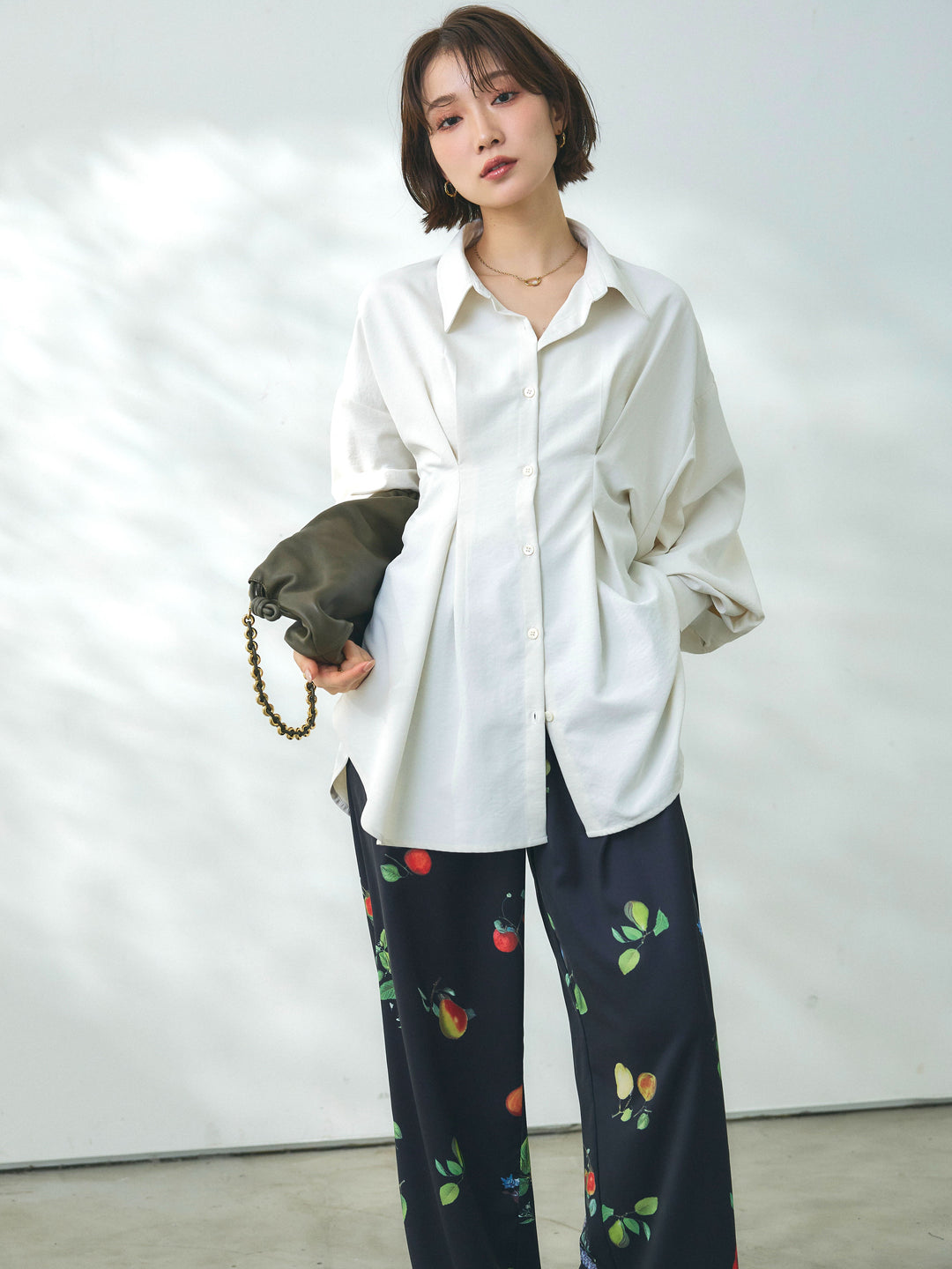 【魅力】【套裝】合成纖維束腰襯衫 + 合成纖維束腰襯衫（2 件套）