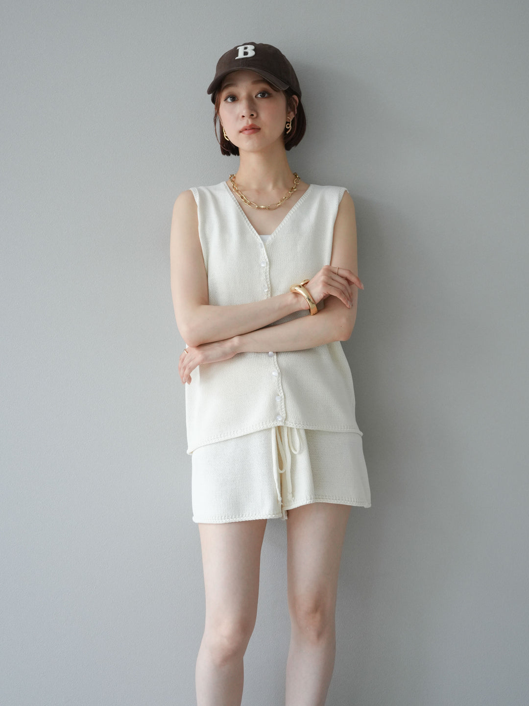 [SET]ニットベスト＆ショートパンツSET UP(2set)