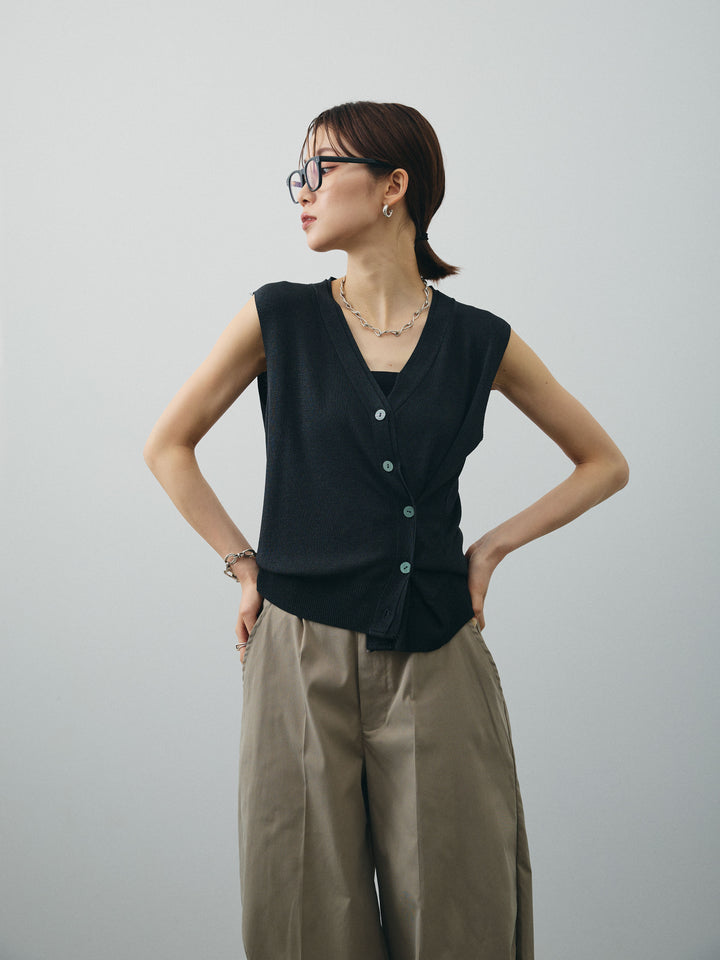 [SET]クールタッチ2WAYデザインニットベスト+コクーンワイドチノパンツ(2set)