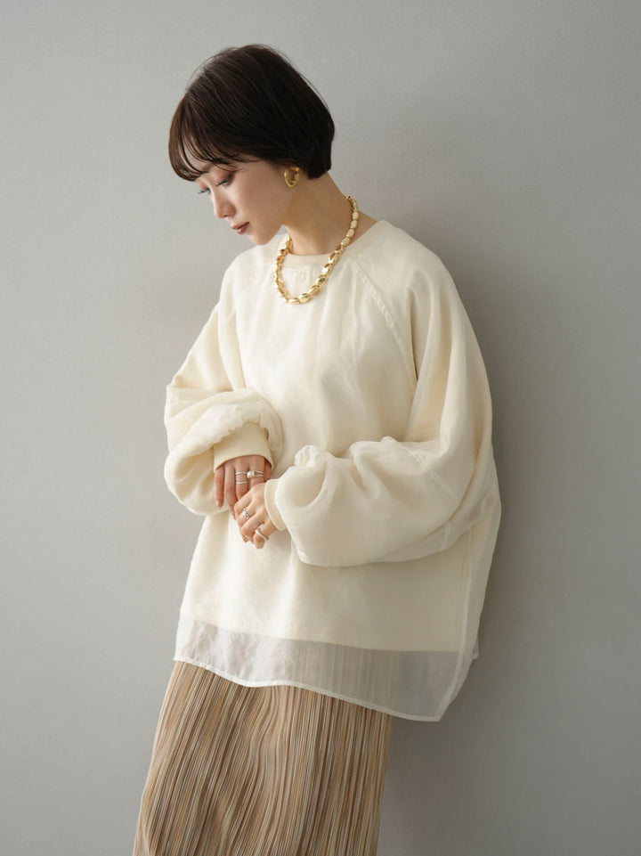 [Pre-order] Sheer layered fleece sweatshirt pullover/off-white