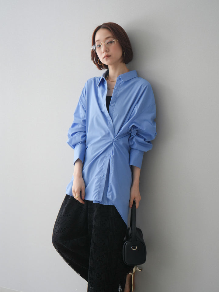 [SET]2wayベーシックルーズシャツ+パネルレースイージーパンツ(2set)