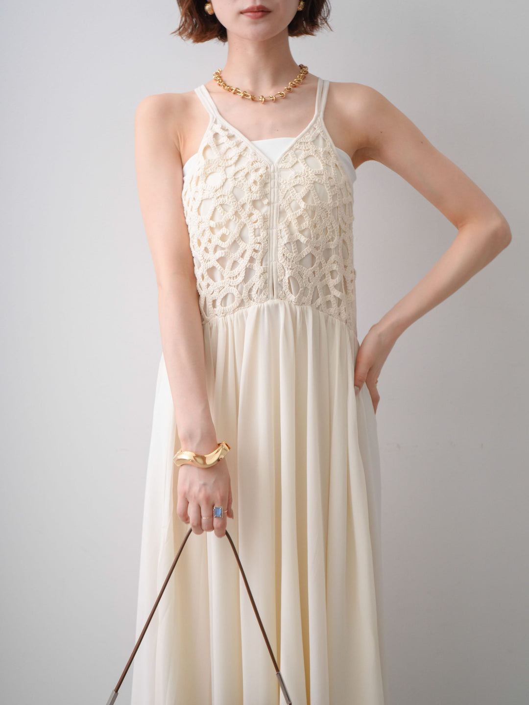 [予約]クロシェシフォンキャミワンピース/ivory