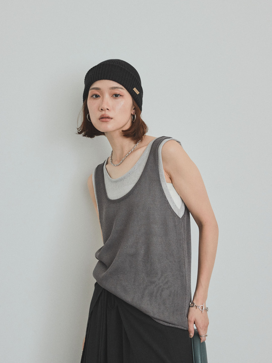 [SET]バイカラーレイヤードニットタンクトップ+バイカラーレイヤードニットタンクトップ(2set)