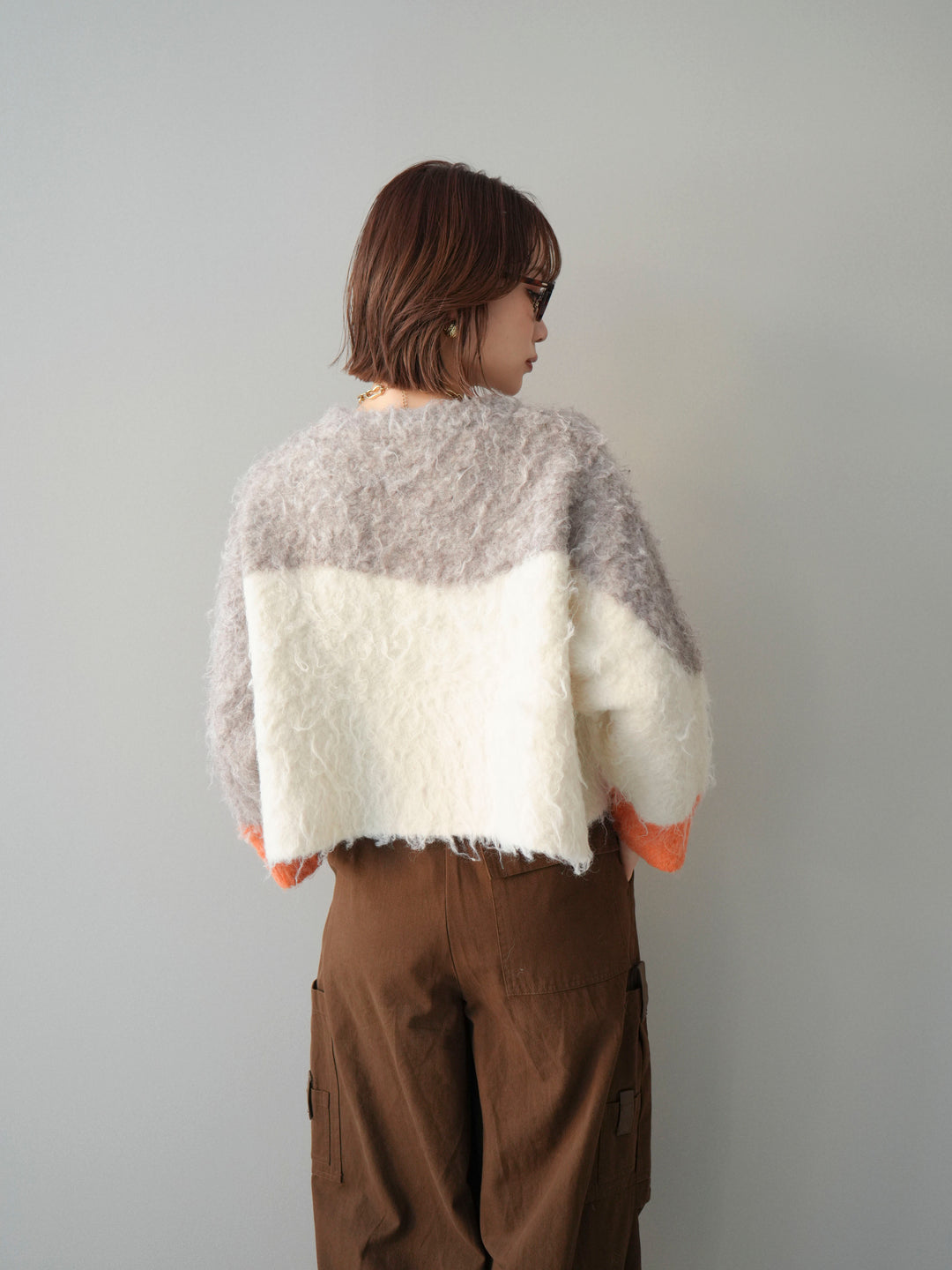 [SET]バイカラーモヘアタッチニットプルオーバー+コットンタックループパンツ(2set)