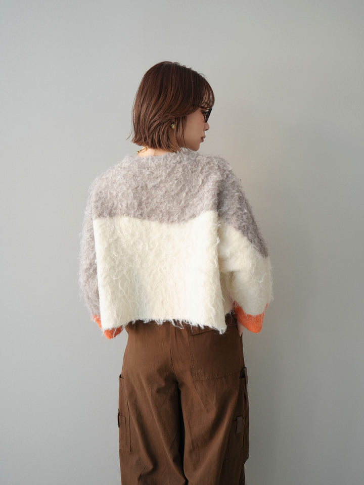 [SET]バイカラーモヘアタッチニットプルオーバー+コットンタックループパンツ(2set)