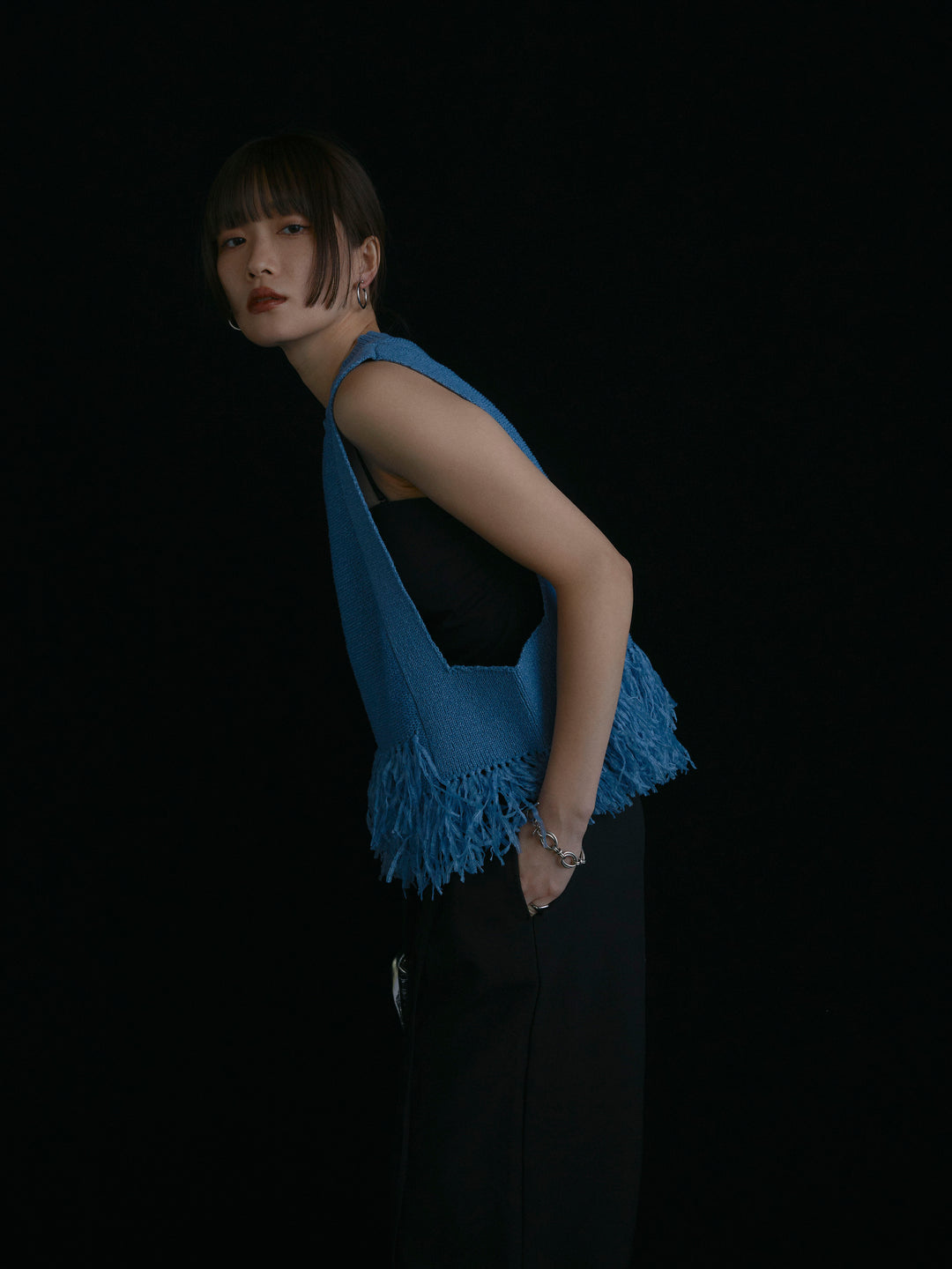 【Allure】[SET]フェザーヤーンニットベスト+フェザーヤーンニットベスト(2set)