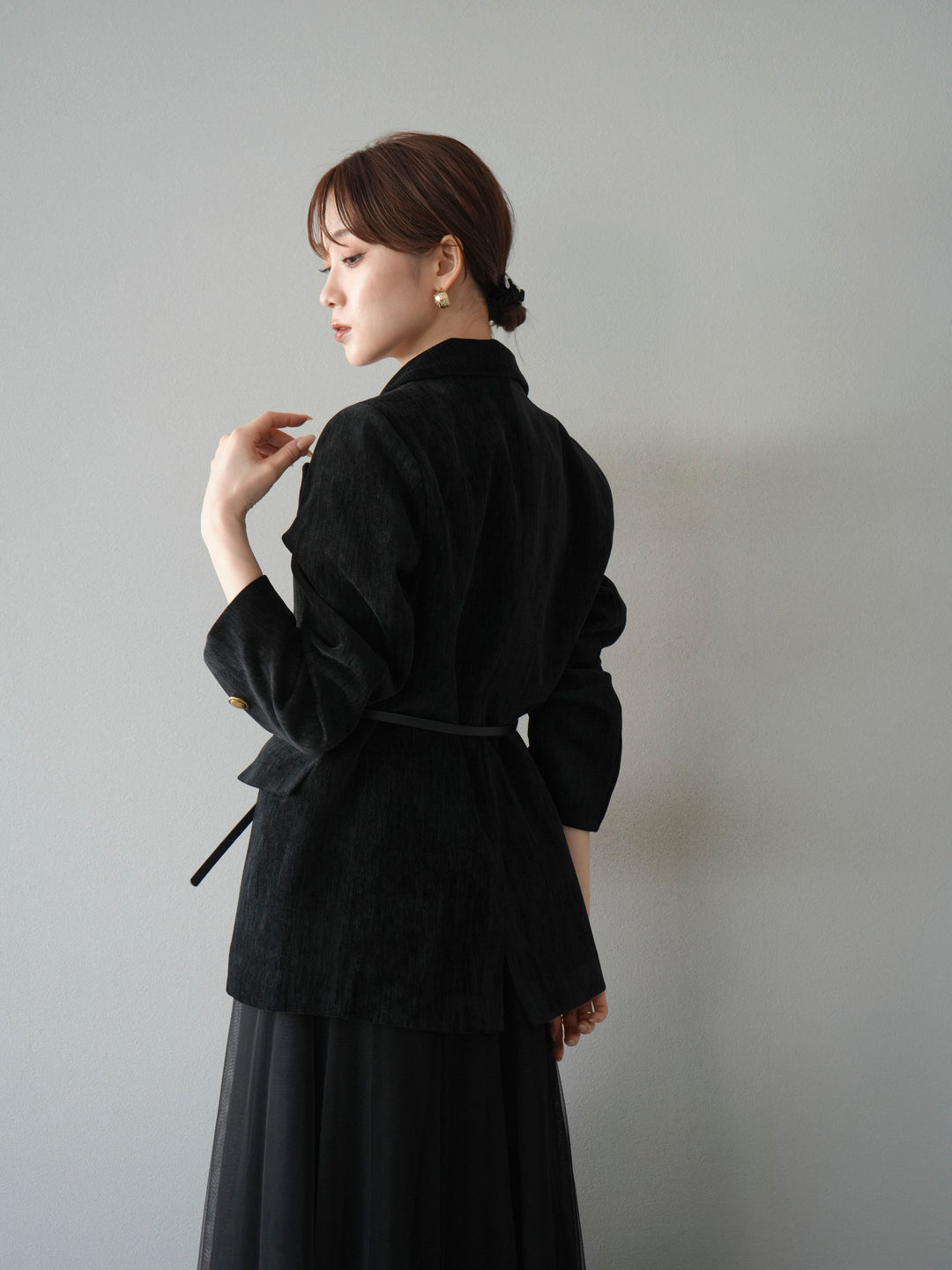 [SET]ベロアダブルジャケット+チュールボリュームスカート(2set)