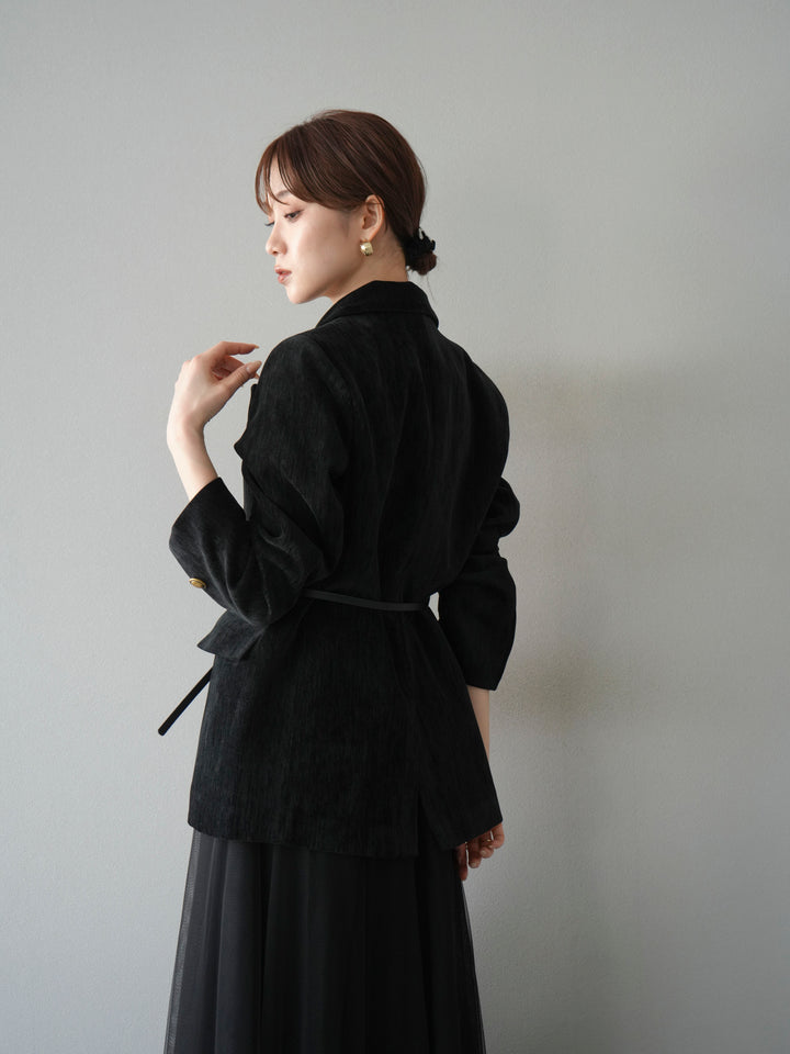 [SET]ベロアダブルジャケット+チュールボリュームスカート(2set)