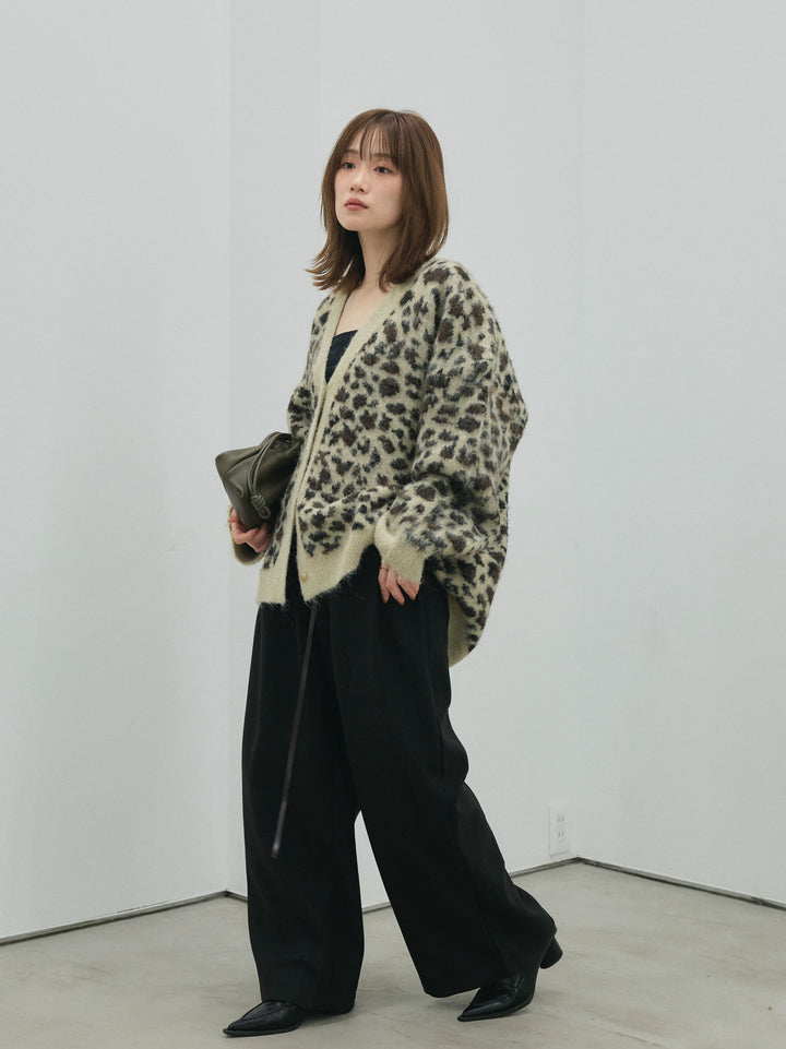 【Allure】[SET]レオパードシャギーニットカーディガン+レオパードシャギーニットカーディガン(2set)