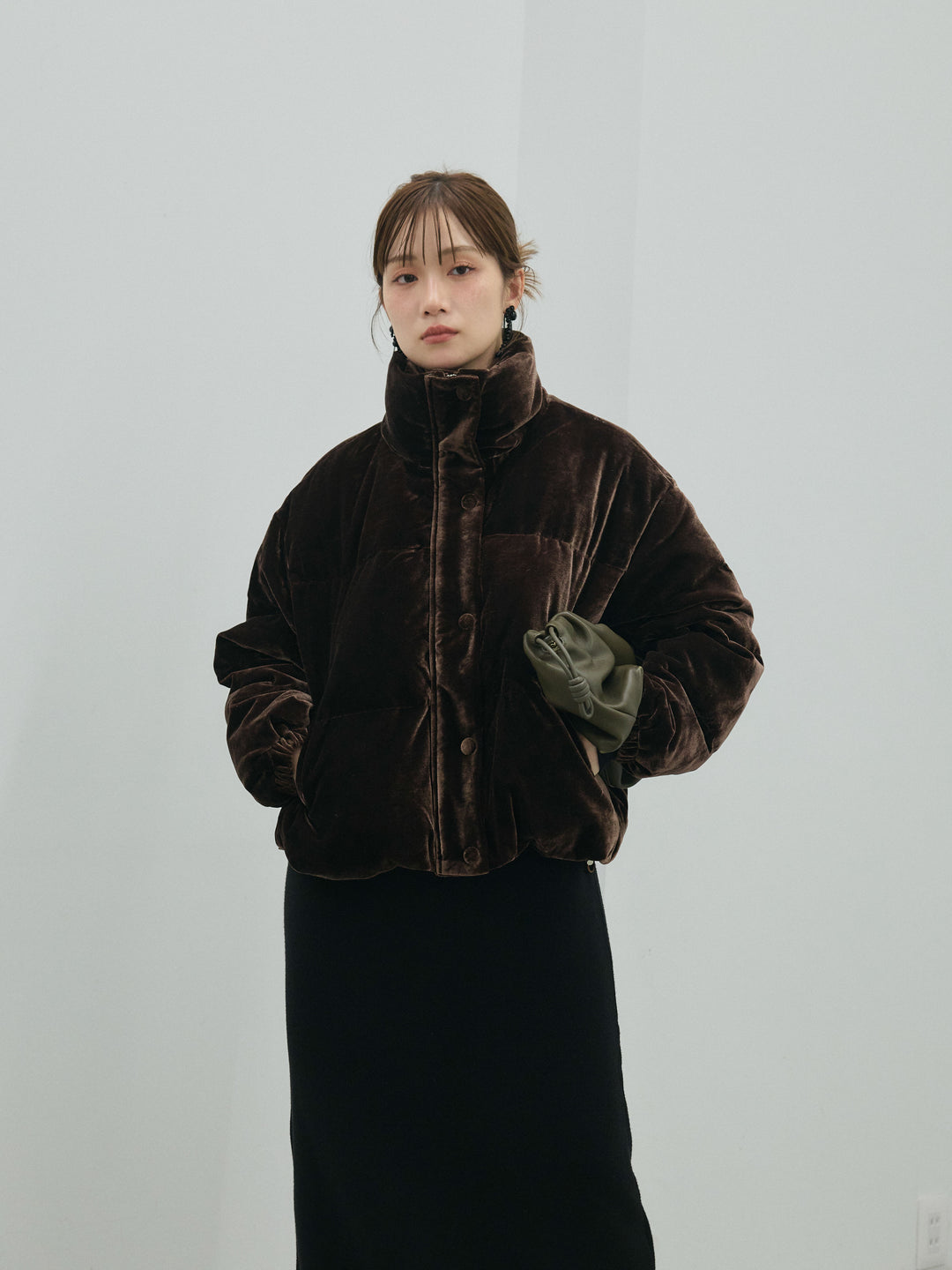 [予約]ベロアダウンジャケット/brown