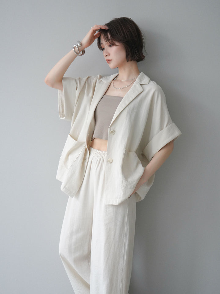 [SET]ハーフスリーブオーバージャケット+リラックスワイドパンツ(2set)