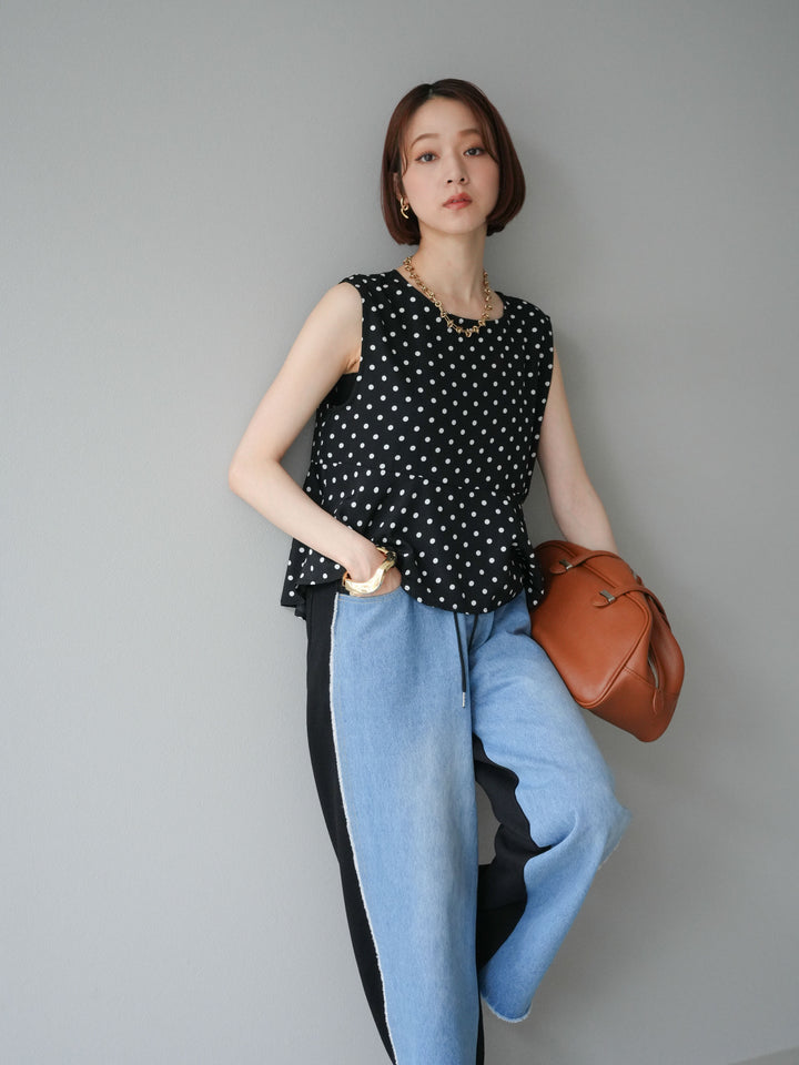 [予約]ドットぺプラムトップス/ブラック
